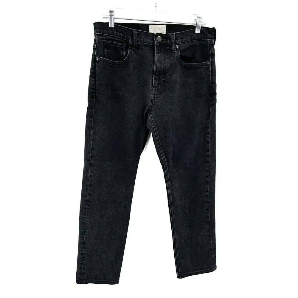 EVERLANE *Hemmed* Men's Black Wash Straight Leg Denim Casual Jeans Waist Size 32